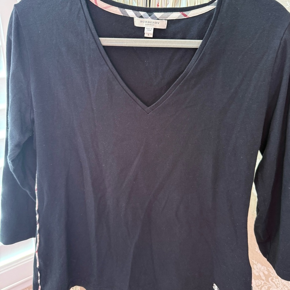 Burberry Classic Black V-Neck Long Sleeve Tee
